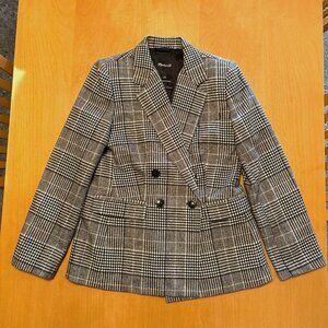 Madewell the Rosedale Blazer wool houndstooth plaid size 4 never worn